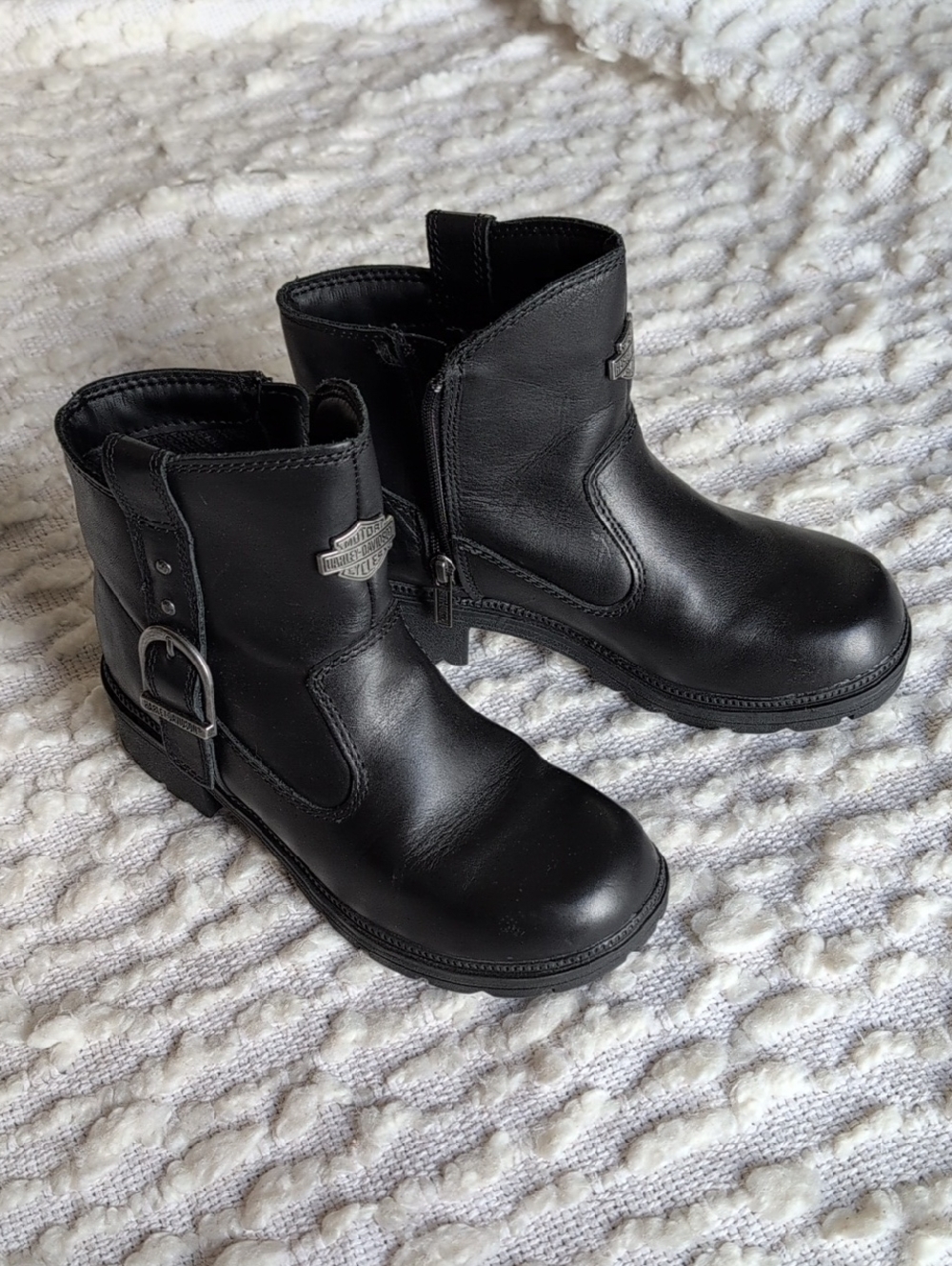 Harley-Davidson Madera Women's Black Leather Ankle Biker Riding Moto Boots 7M